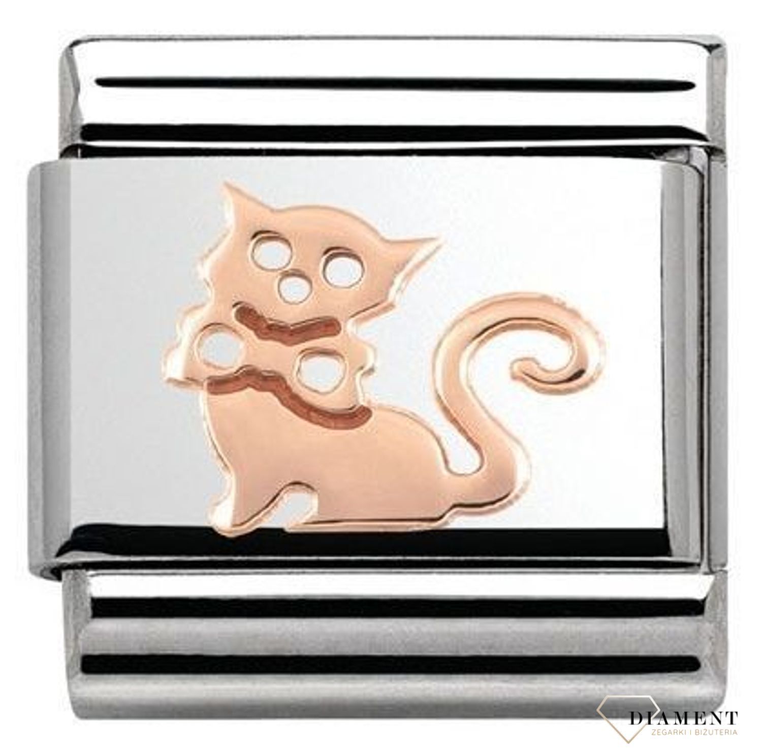 Nomination Link 9K zawieszka różowe złoto 'Kot' 430104 11 biżuteria nomination nomination zawieszki nomination baza.jpg